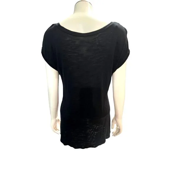 Apt 9 Medium Black Bon Voyage Graphic Tees Slub Knit Pariscore Casual Streetwear - Picture 3 of 9